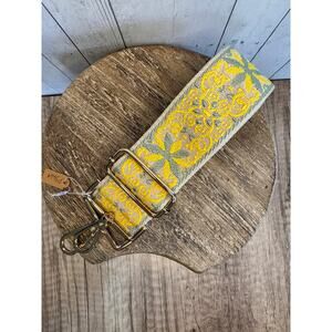 Crossbody Purse Strap Green Tan Yellow Woven Aztec Bag Strap Guitar Strap NEW